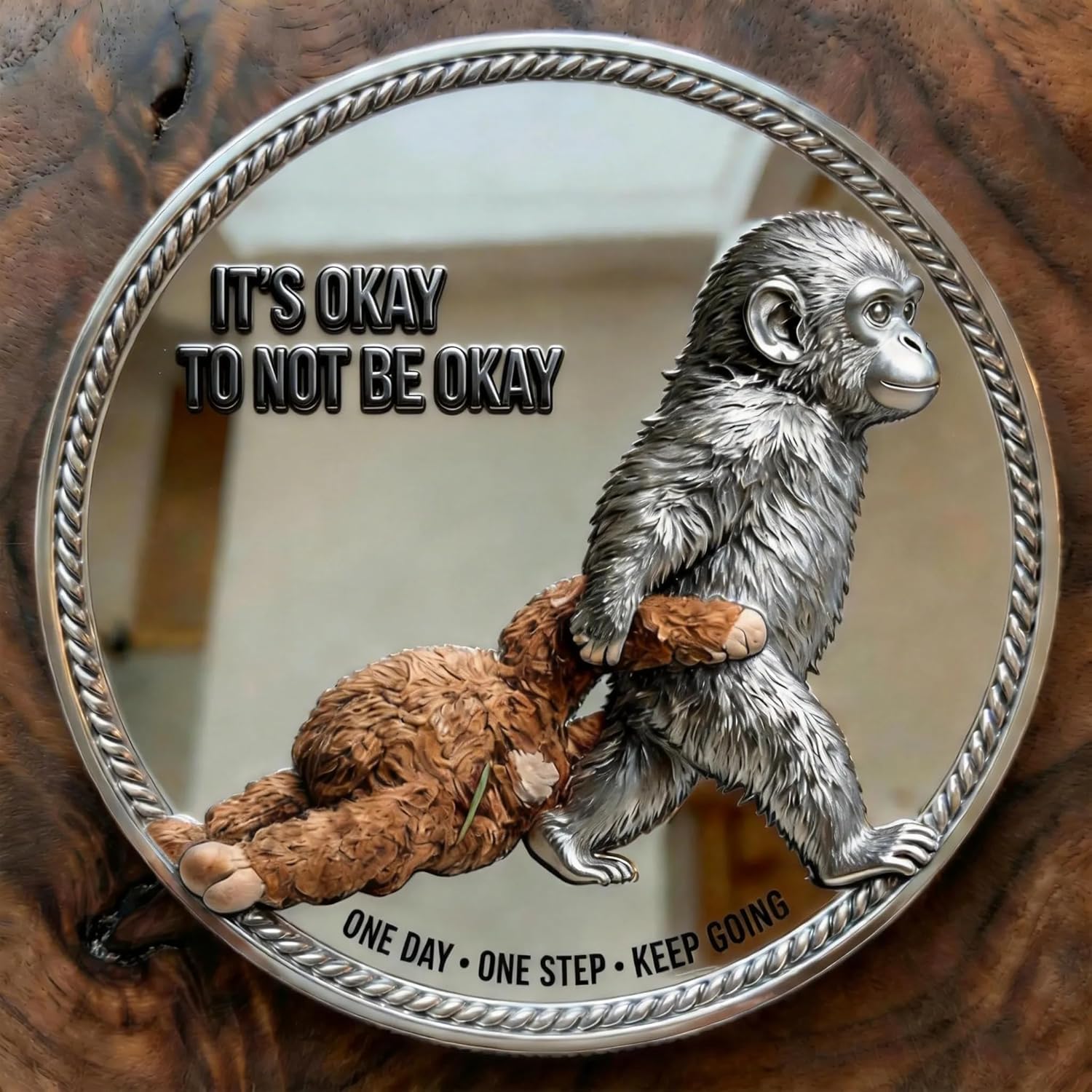 Emotional Support Monkey Coin, Punch Monkey Challenge Coin, It's Okay to Not Be Okay Token, Inspirational Punch Monkey Pocket Coin Gift for Mental Friendship, Anxiety Comfort (3 PCS)