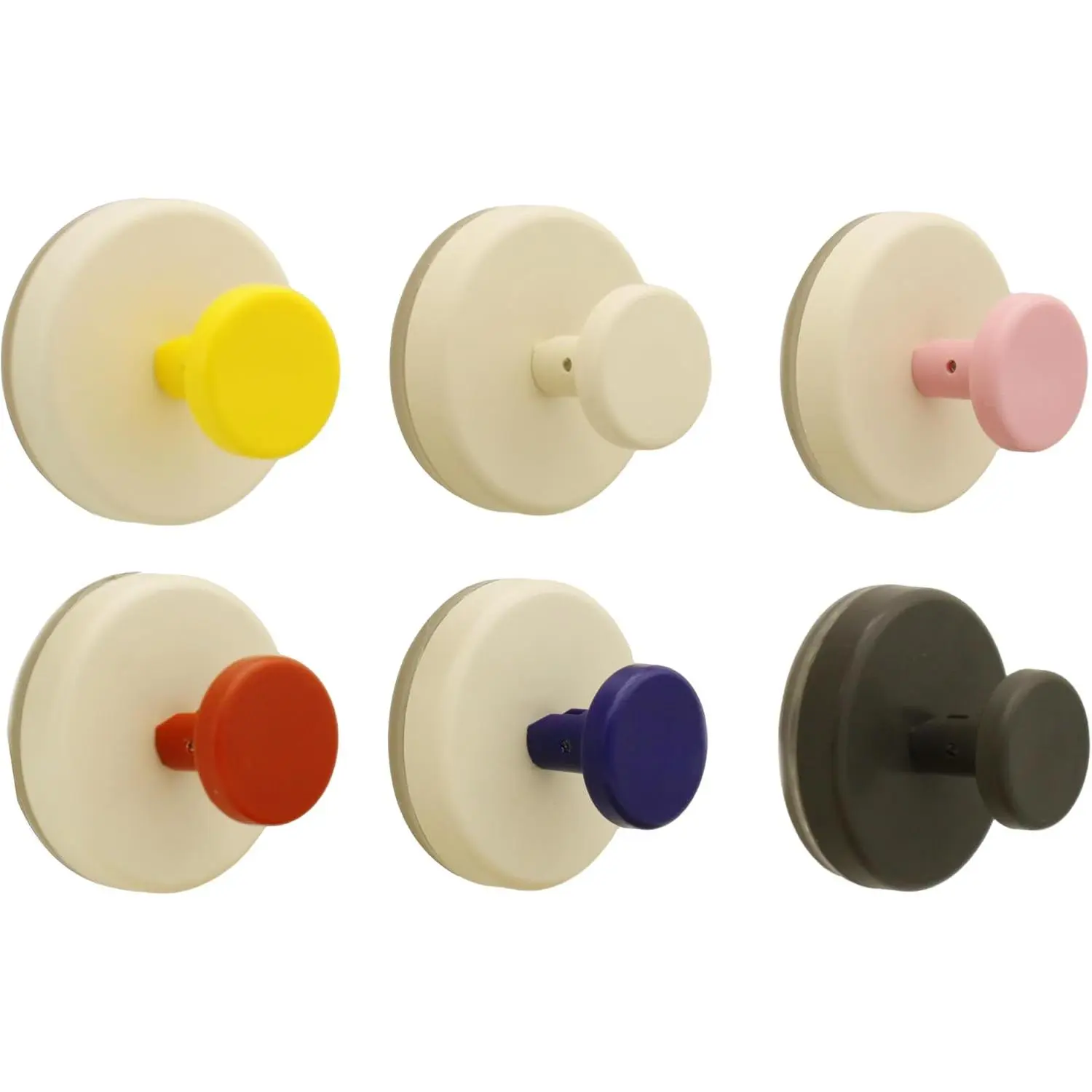 6-Pack Suction Cup Hooks,  Hold Removable Adhesive Hooks for Bathroom Shower & Glass Door, No Drill Wall Hooks for Towels, Robes, Decor  Tile Wall Window, Living Room Kitchen (6 Hooks)