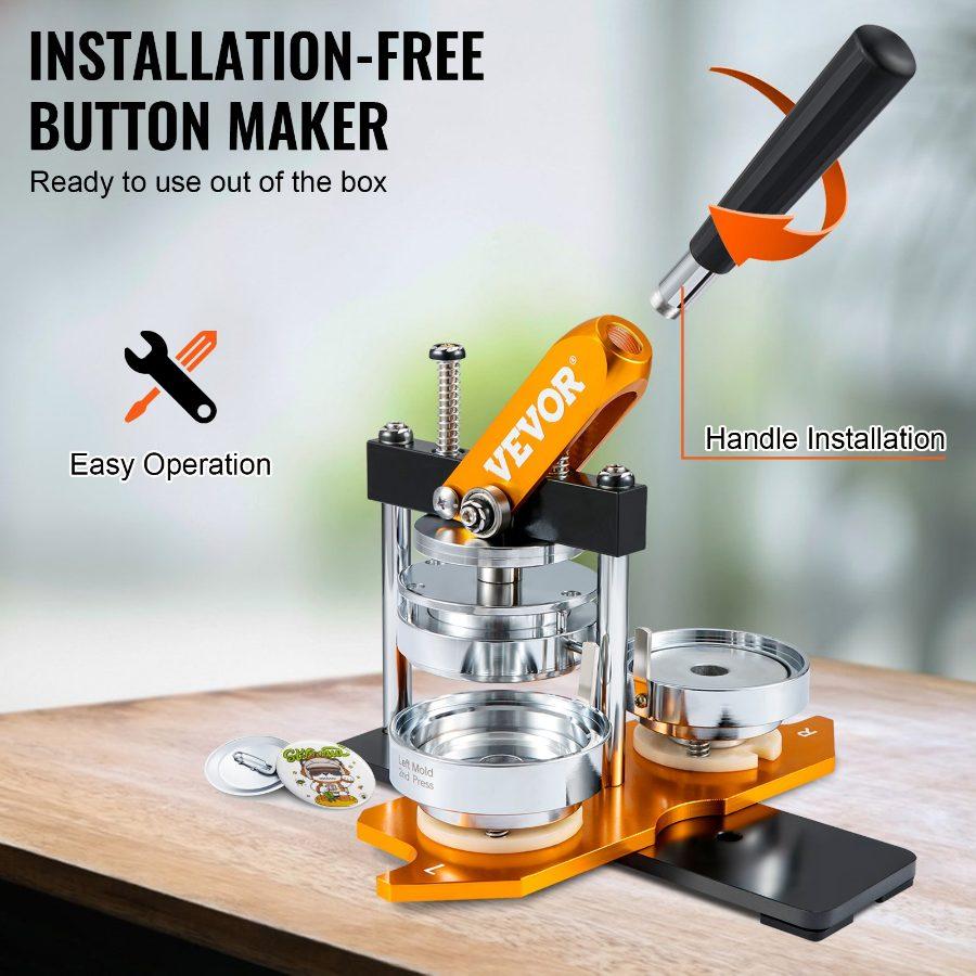 VEVOR Button Maker Machine, 75 mm (3 inch) Badge Punch Press Kit, Children Gifts Maker, Button Making Supplies with 100pcs Button Parts Circle Cutter Magic Book