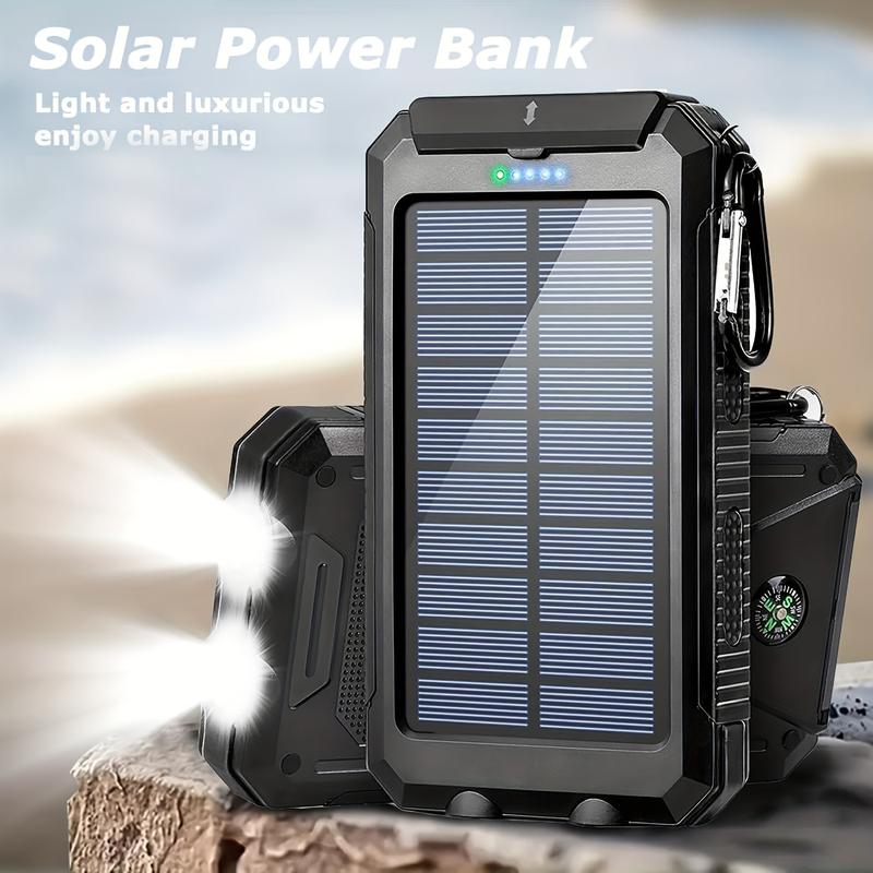 Solar Charger, 38800mAh Portable Type-C Solar Power Bank for All Cellphones, Waterproof Battery Pack, Outdoor External Backup Power Charger Three Outputs/LED Flashlights, Perfect for Camping Travel