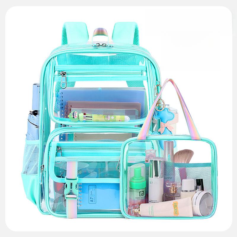 Clear Backpack, Heavy Duty Transparent Bookbag Girls Women, Stadium Approved See Through Backpack with Lunch Box