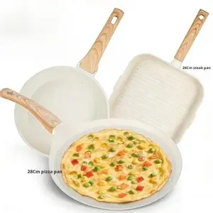 3pcs Nonstick Cookware Set with Stone Coating Non Stick Frying Pan Milk Pot Wok Suitable for Gas Stove and Induction Cooker