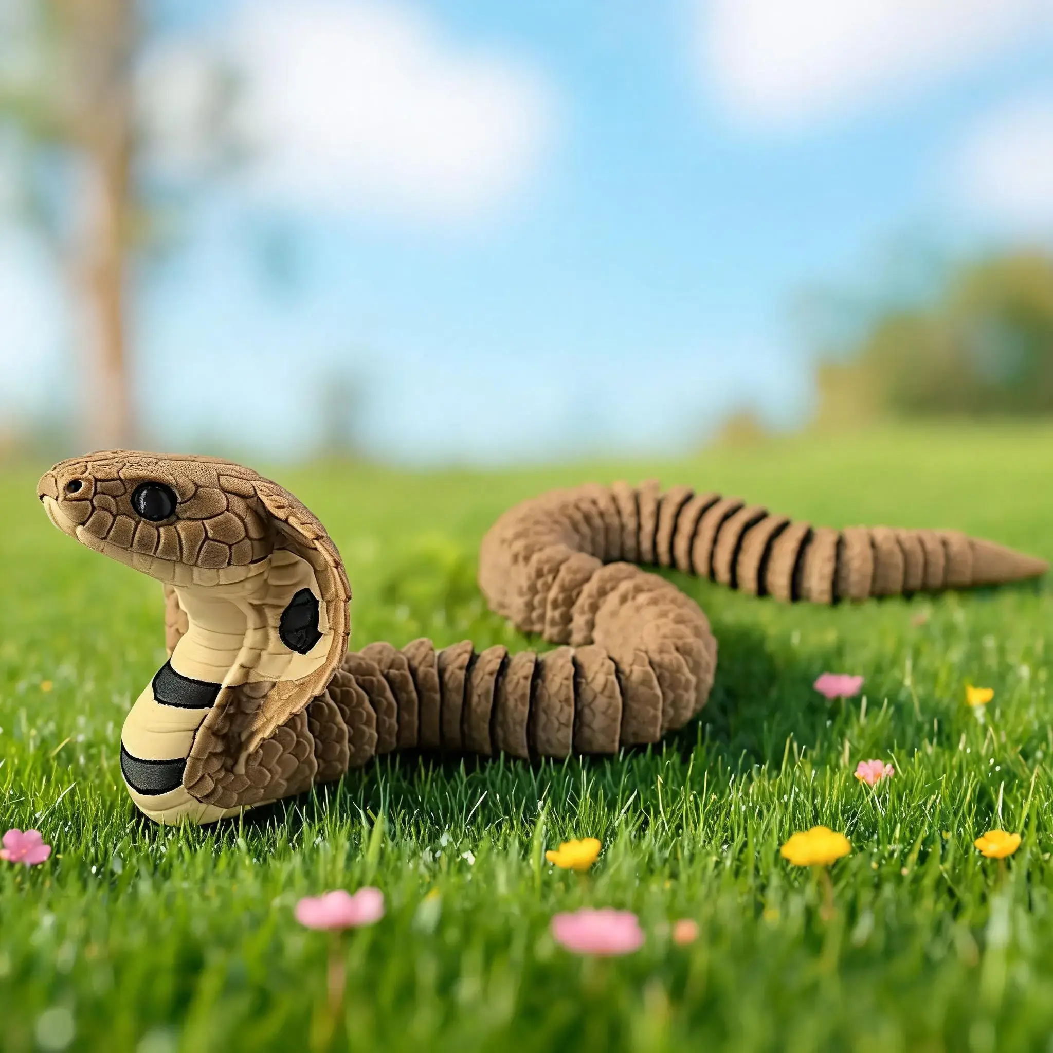 Realistic 3D Printed King Cobra Statue, Animal Figurines, Home Decor Sculptures, Decorative Home Ornament, Collectible Home Decor, Lifelike, Durable Plastic Material, Ideal for Home & Office Décor, Unique Reptile Lover Gift