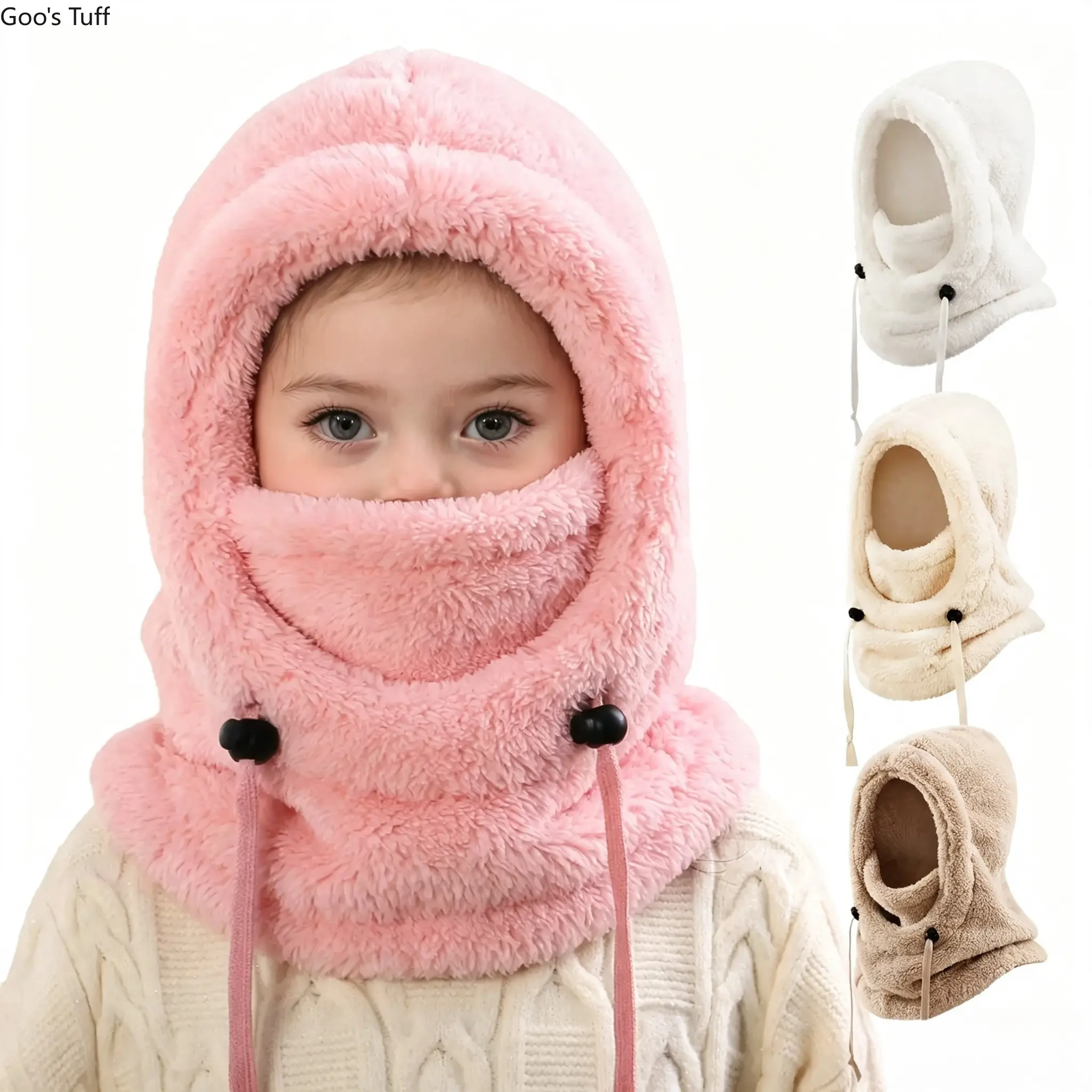 Women's 2‑Piece Thick Fleece Scarf & Hat Set Full Face Balaclava Windproof Thermal Biker‑Inspired Protective Gear for Motorcycle Outdoor Travel