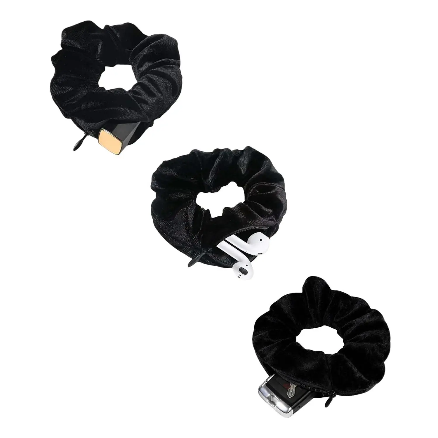 SUNEBOIZ Zipper Scrunchies, Pocket Scrunchie,  & ,  Hair Ties Bracelet, Compatible with  AirPods 3&2&1, Key   Storage Bag, Elastics Hair Band