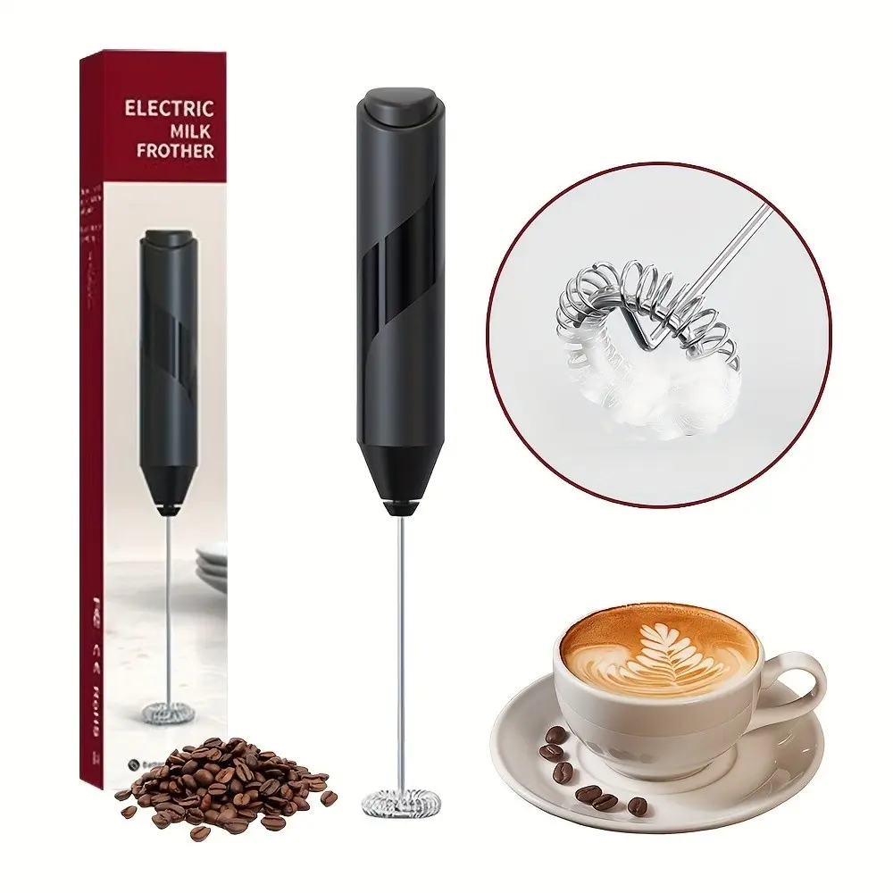 Handheld electric milk foam machine, 14000rpm high-energy motor, high-speed delivery, 9cm short stick design, one-key operation and easy to clean, powered by 2 AA batteries, suitable for coffee, matcha/sauce