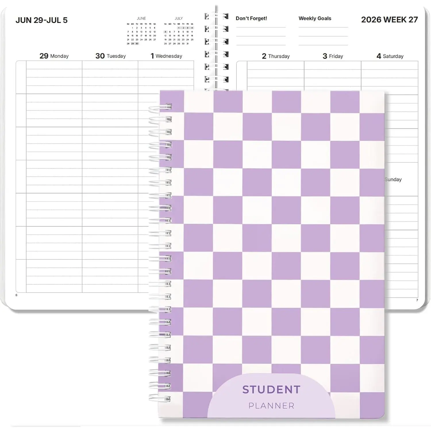 Student Planner 2026-2027, Cute  Checkerboard Academic Organizer, Jul. 2026 - Jun. 2027, 5.8" x 8.5", Weekly & Monthly School Planner for Middle and High School
