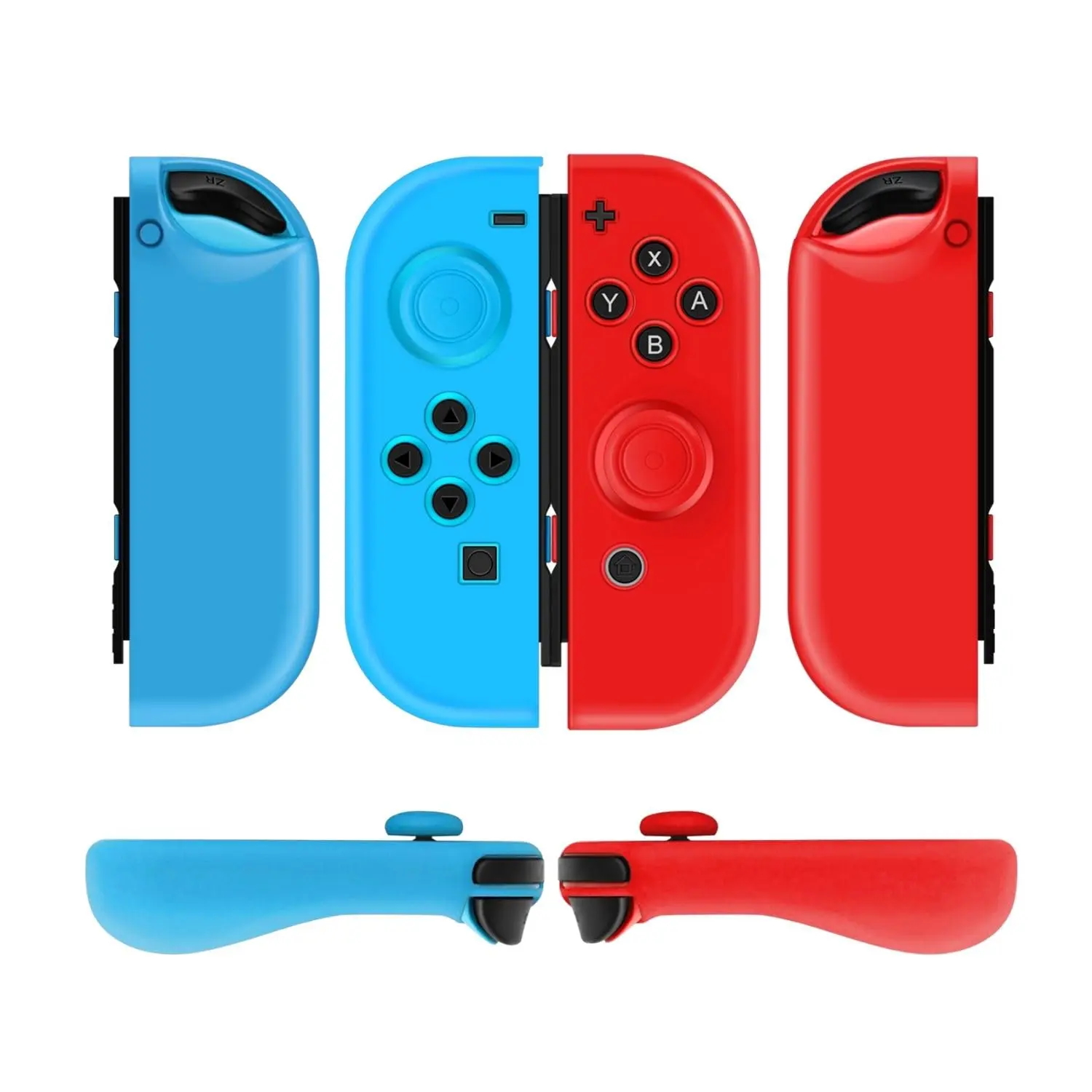 Joycon Case for   -  Joy Con Case for   &  OLED - Protective  Controller Case Cover with Thumb Grip Caps for   Joycon (Neon Blue+Red)