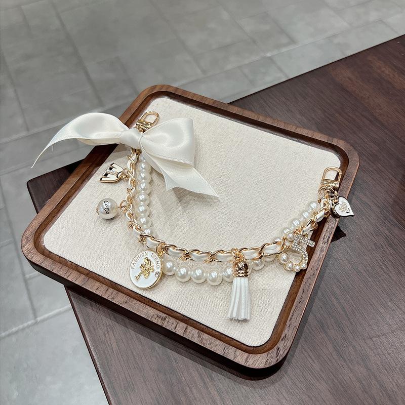 Fashion Bag Chain Decoration High-End Bowknot Accessory Versatile Pearl Bag Pendant for Women Bag Charms Purse Accessories Stylish Backpack