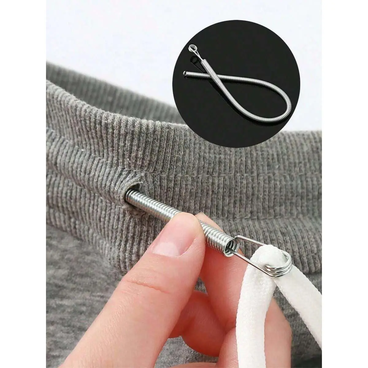 1pc Spring-Loaded Flexible Drawstring Replacement Tool |     2-In-1 Elastic Band Inserter For Pants, Hoodies & Skirts |     Home Essentials Kit With Waistband Stringer, No-Sew DIY Helper |     Christmas Gift For Women (Steel Spring, Bendable Guide Tip)