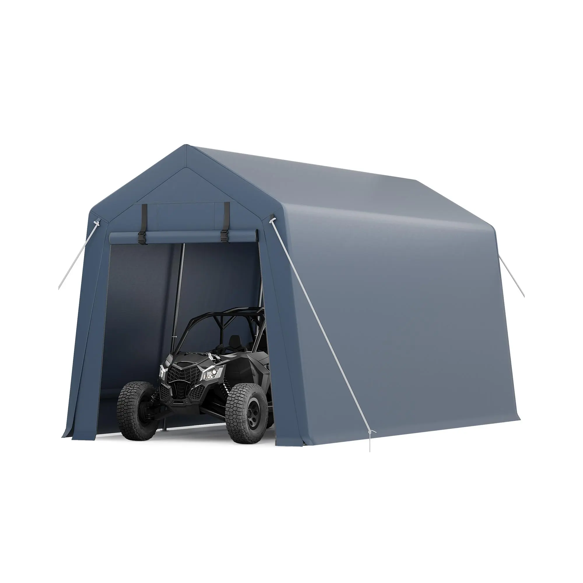 10x15 FT Outdoor Storage Shelter Shed with Roll-Up Zippered Door & Vents – Waterproof Portable Carport for Motorcycle, Bike, Firewood & Tools