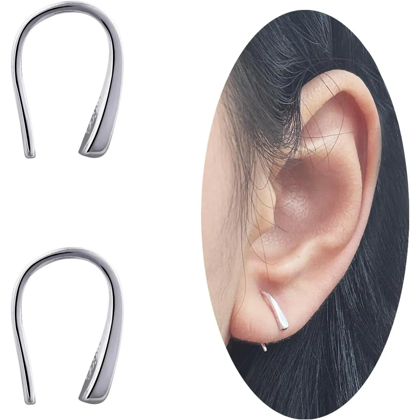 Tiny Pull Through Earrings Small Threader Earrings S999 Sterling Silver Hypoallergenic Teardrop Drop Earrings for Women Trendy - Silver & Gold
