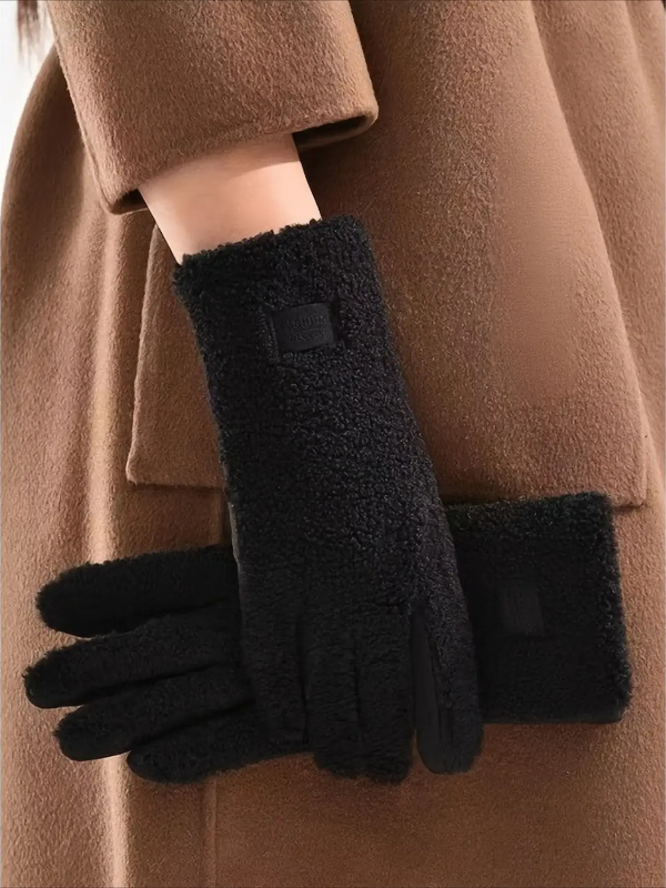 1 pair of women's winter outdoor gloves - winter warm plush gloves, women's anti cold finger glove design, suitable for cold weather and daily commuting use - comfortable outdoor gloves, holiday gifts, Christmas gifts, Halloween gifts
