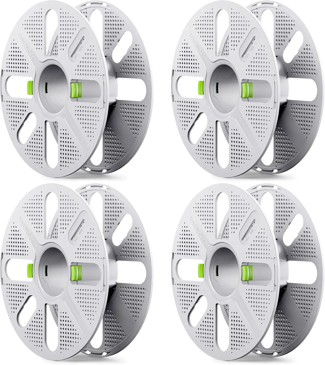 4pcs Pack MarsWork Quick-Swap Reusable Spool for Refill Filament, 2-Finger Press Design, Easy to Use for 3D Printing Refill Filament