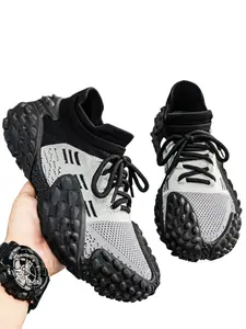 Men's Retro Breathable Flyknit Sneakers, Durian Sole, Thick Sole Height Boost, Ideal for Summer and Daily Use, Sporty Style