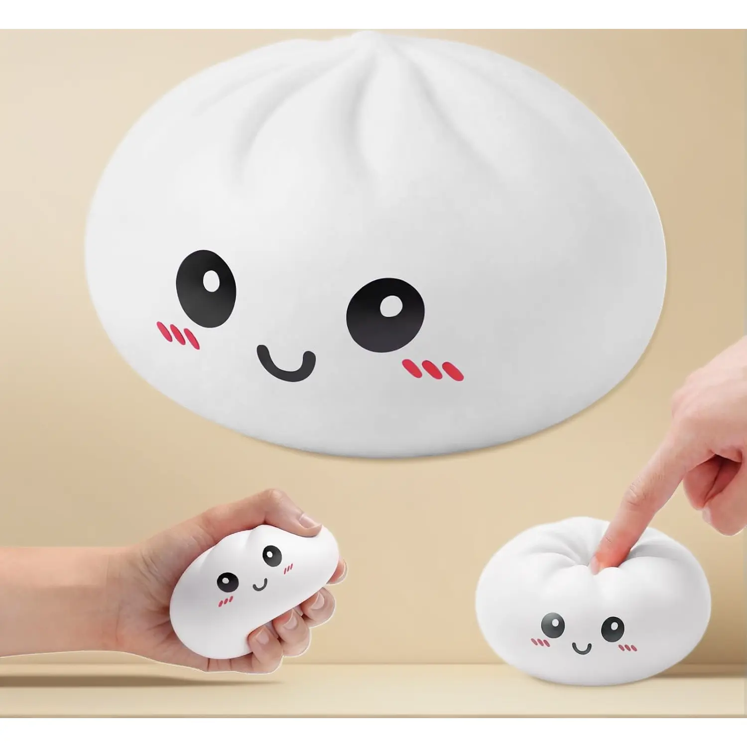 Slow Rising Dumpling Squishy Toy with Steamer - Cute Squishy Dumpling Stress Relief Sensory Squeeze Toy for Adults & Teens, Anxiety Relief Novelty Gift for Office Desk (White)