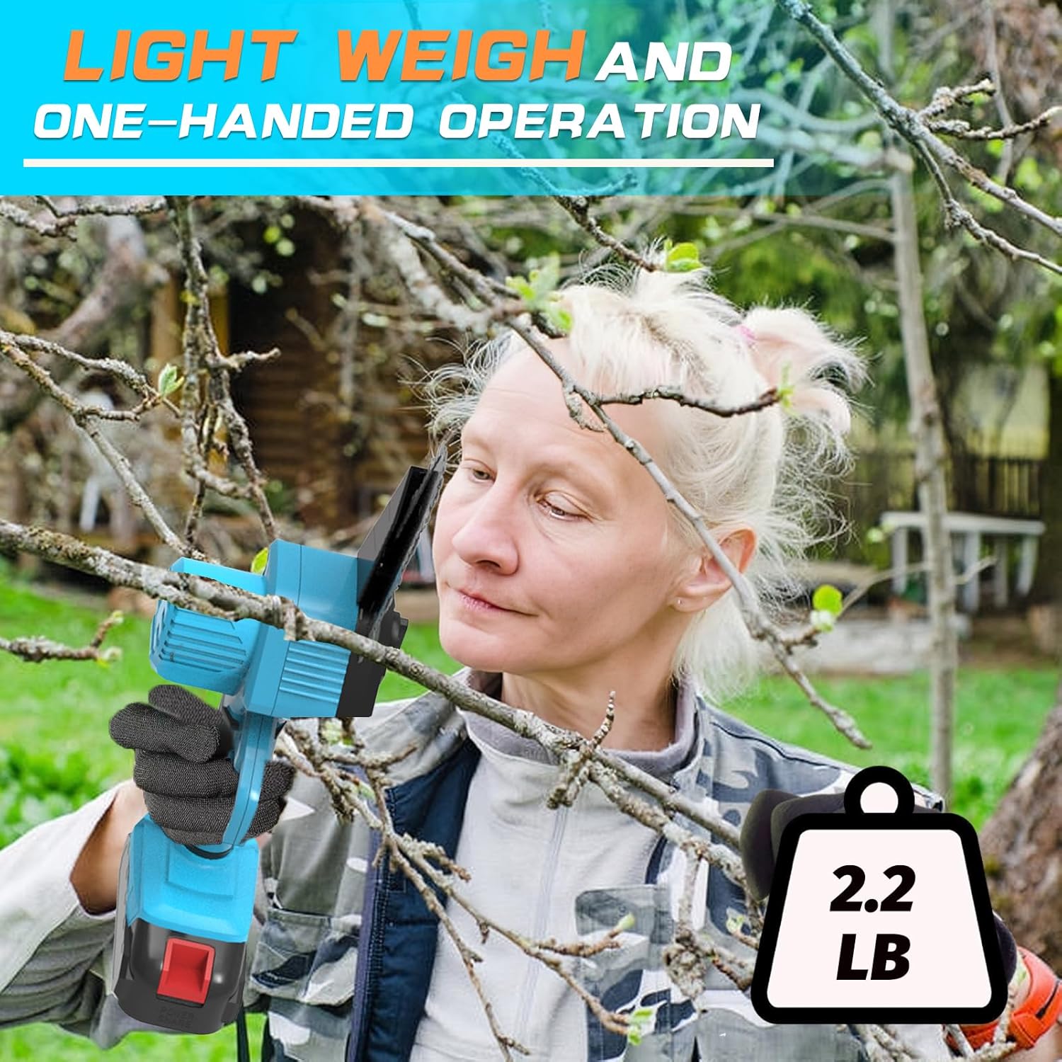 Mini Chainsaw 6-Inch Cordless,   Electric Chainsaw with 2  & 2 Manganese Steel Chain, Handheld Portable Small Chainsaw for Tree Trimming Wood