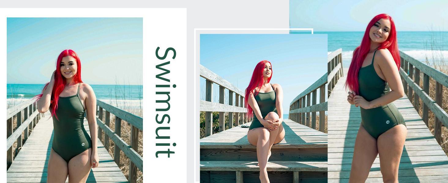 Baleaf Women's One Piece Swimsuit Athletic Training Bathing Suit with Adjustable Straps Solid Sporty Swimwear for Lap Swimming and Water Aerobics