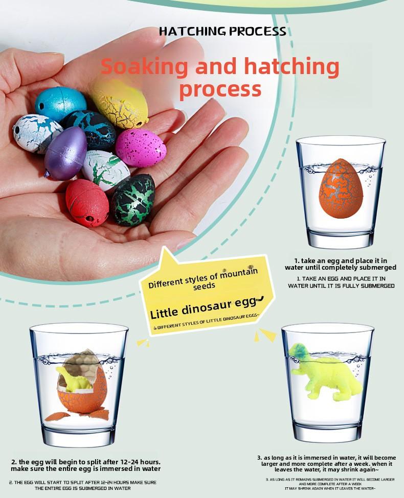 Dinosaur egg expands and gets bigger, children's educational model toy, small dinosaur hatching egg