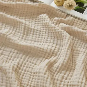 Cotton Muslin Large Throw Blanket Couch Breathable Gauze Soft Lightweight Bed Blankets Adults (Heather Beige, 50"x70")