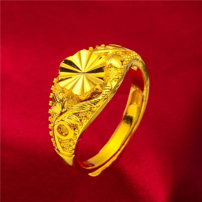 NEW Dubai Flower Gold Color Arab Rings For Women Resizable Ethiopia Wedding Jewelry African Party Gift Nigerian Jewellery
