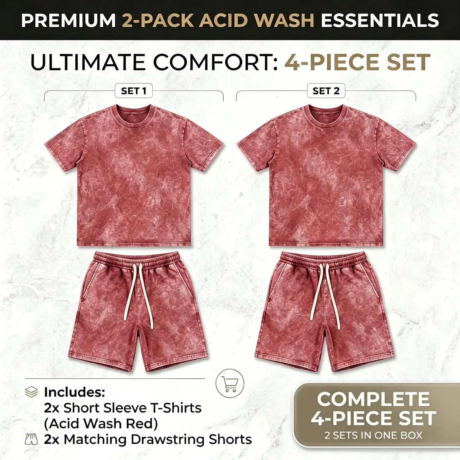 2 Sets-Acid Wash Red
