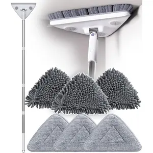 Wall Cleaner Mop with Long Handle, Wall Duster with Extension Pole, Dust Mop with 6 Reusable Pads, 3-in-1 Wall Cleaner for Wall, Ceiling, Window, Baseboard, Floors