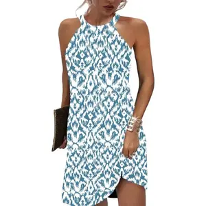 Women Summer Sleeveless Halter Neck Dresses 2026 Casual Floral Print Dress Sun Dresses for Party Beach Vacation