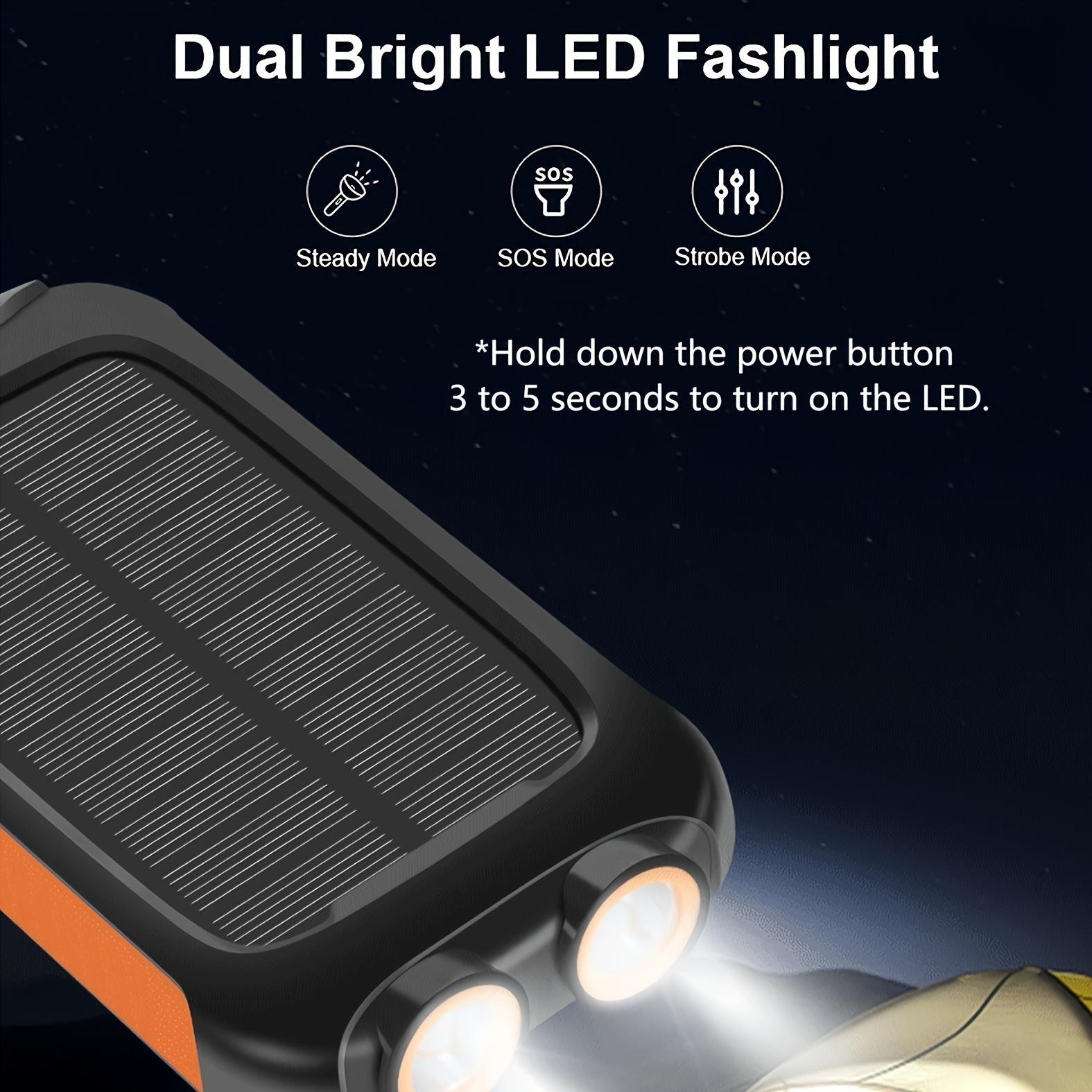 10000 mAh Portable Solar Power Bank with Solar Panels, Solar Powered Charger with Dual LED Flashlights, Power Bank for Travel, Camping, Travel Gadgets #GLOBAL PICKS