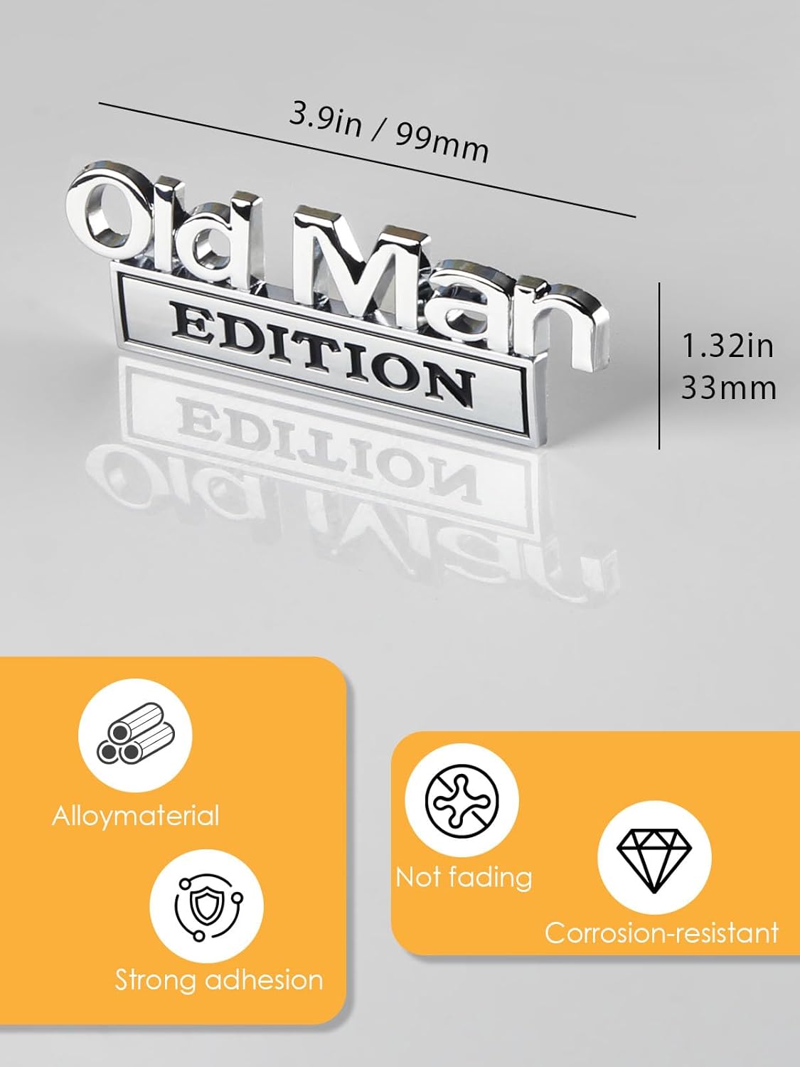 2Pack Old Man Edition Car Emblem - 3D Metal Badge for Car, Truck, SUV, Old Man Edition Automotive Decals, Zinc Alloy