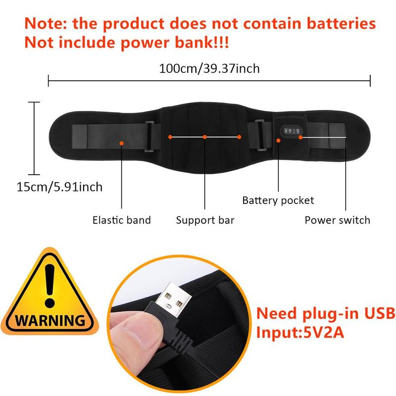 Electric Waist Massager Belt, USB Plug-in,3 Heat Vibration Adjustable Support for Back Menstrual Heating Pad , USB Rechargeable Design, Ergonomic Fit for Comfort, Hot Compress Heat Pad