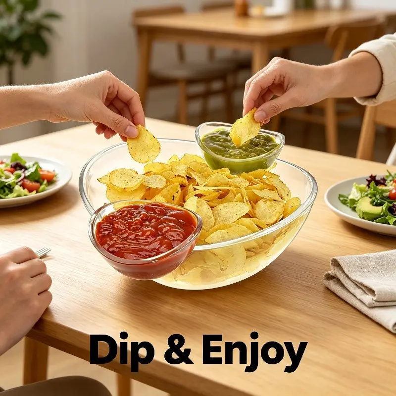 Chips and Dip Set, Party Chip Bowl, Chips and Sauce Serving Tray, Perfect for Parties, Durable Design, Ideal for Snacks