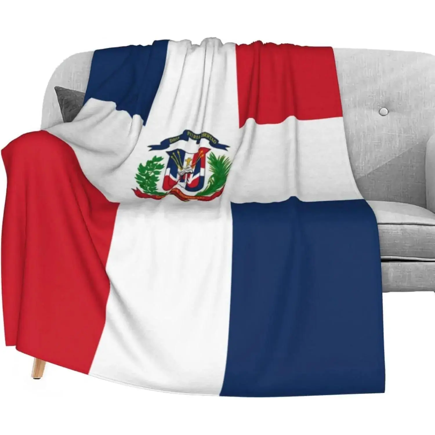 Dominican Republic Flag Flannel Throw Blanket, National Flag Print Soft Cozy ,All-Season Use For Bedroom Lightweight Blanket For Sofa Car Office Naps  Camping  Travel Beach Wall Decor Festivals Gifts Suitable For Men Women Family Friends And Pets