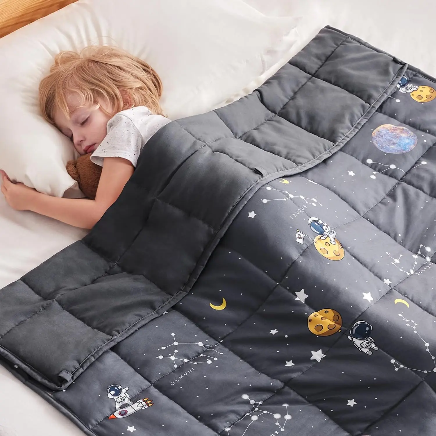 Weighted Blanket Kids (36"x48" 5lbs), Weighted Blanket Cooling Blanket for Resting,Throw Size Breathable Blanket with Premium Glass Bead(Space Grey)