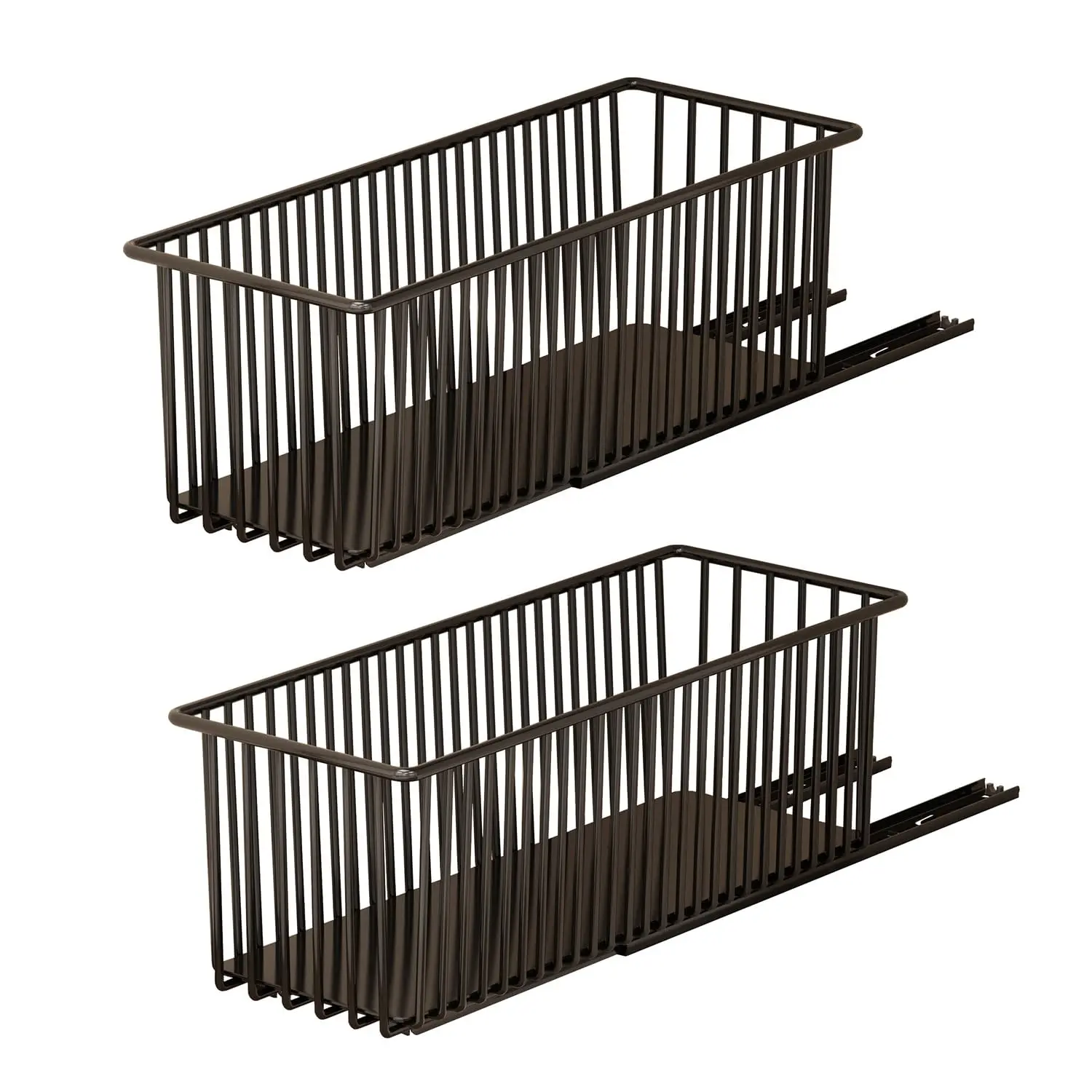 Heavy Duty Pull-Out Wire Baskets for Kitchen Cabinets – Carbon Steel Slide Out Storage Drawers – No-Drill Undershelf Organizer – Space-Saving Kitchen Rack – 2 Pack