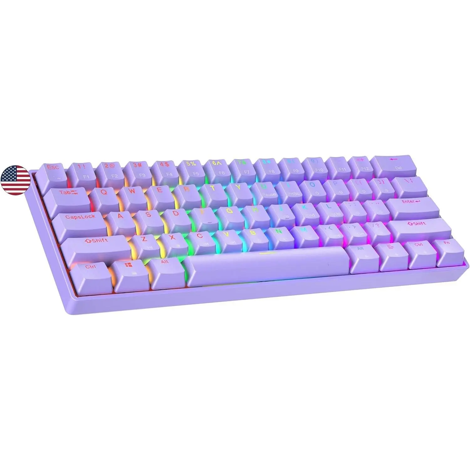 GK61 SE 60% | Mechanical Gaming Keyboard | 61  Multi Color RGB LED Backlit for PC/ Gamer | ANSI   Layout (Lavender, Mechanical Brown)