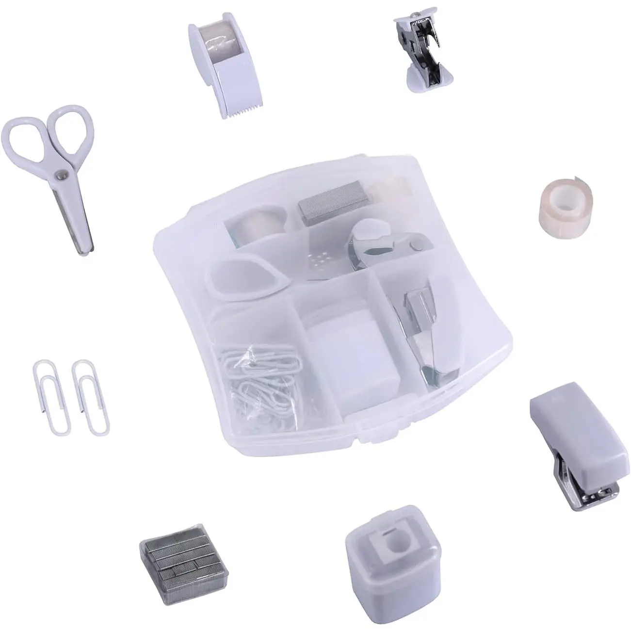 Mini Office  Kits Small Stapler for Student Office (White) | Includes Mini Stapler,, Staple Remover, , Tape Dispenser for  (White)