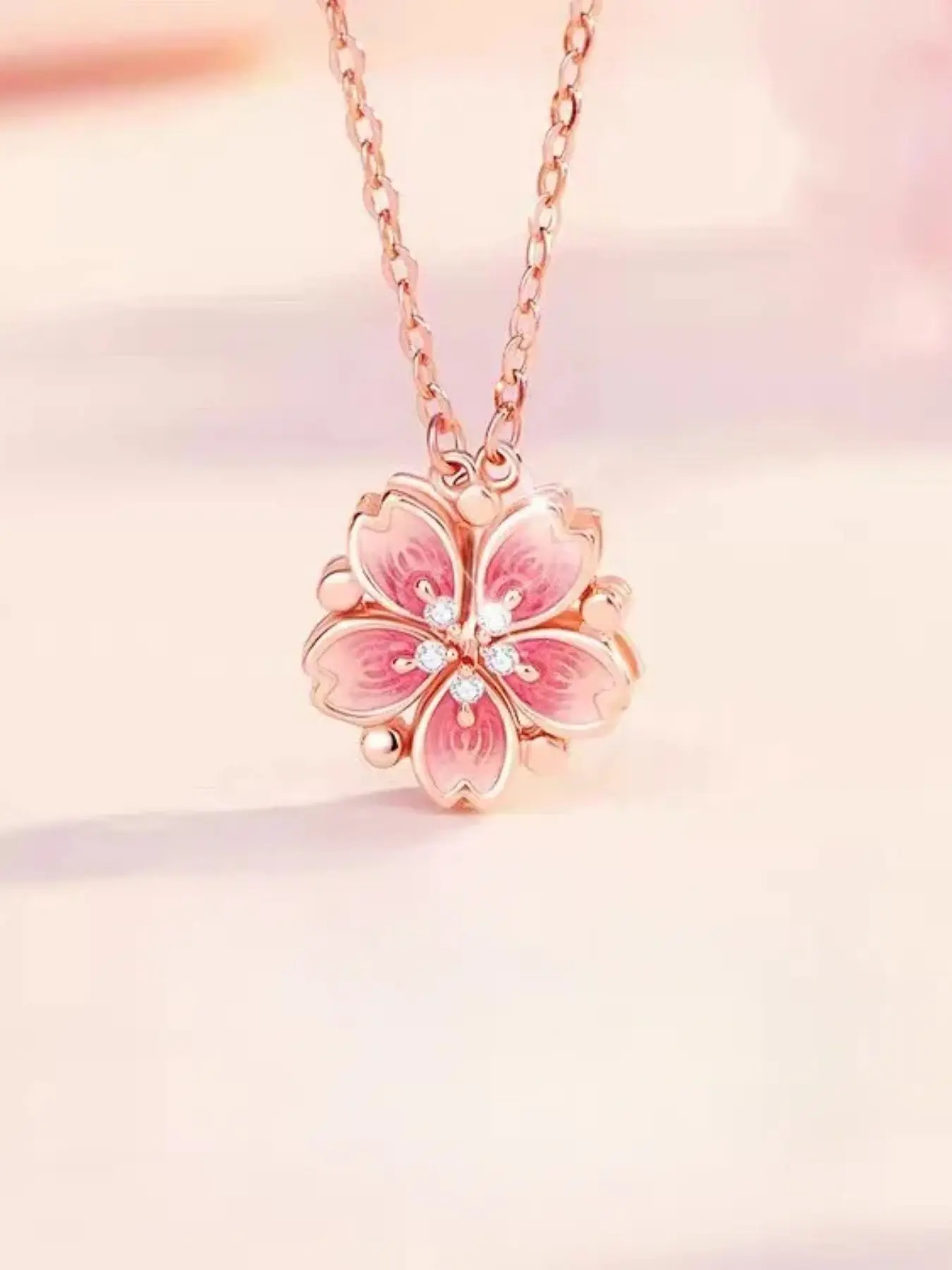 2026 New Dual Wear Peach Blossom Necklace for Women, Elegant Magnetic Pendant Jewelry, Perfect Gift for Girlfriend, All Seasons Floral Design