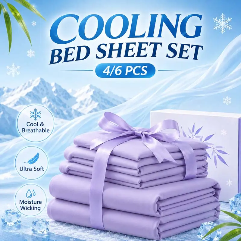 OS OMYSTYLE  4/6 Pcs Bamboo Cooling Sheet Set, Breathable Ultra Soft Bed Sheets with 16 Inch Deep Pocket Fitted Sheet and Pillowcases, Moisture-Wicking Smooth Touch Machine Washable Bedding for Hot Sleepers, Children’s Bedroom Decor for Kids