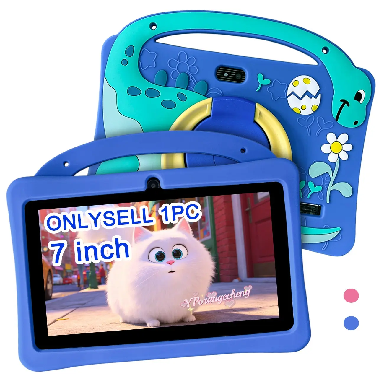 Back to School 7-inch kids early education tablet, Learning Tablet, with HD touch screen, 5G WiFi & dual cameras, compatible with IWAWA education apps, parental control and shockproof case, for online classes study entertainment, red