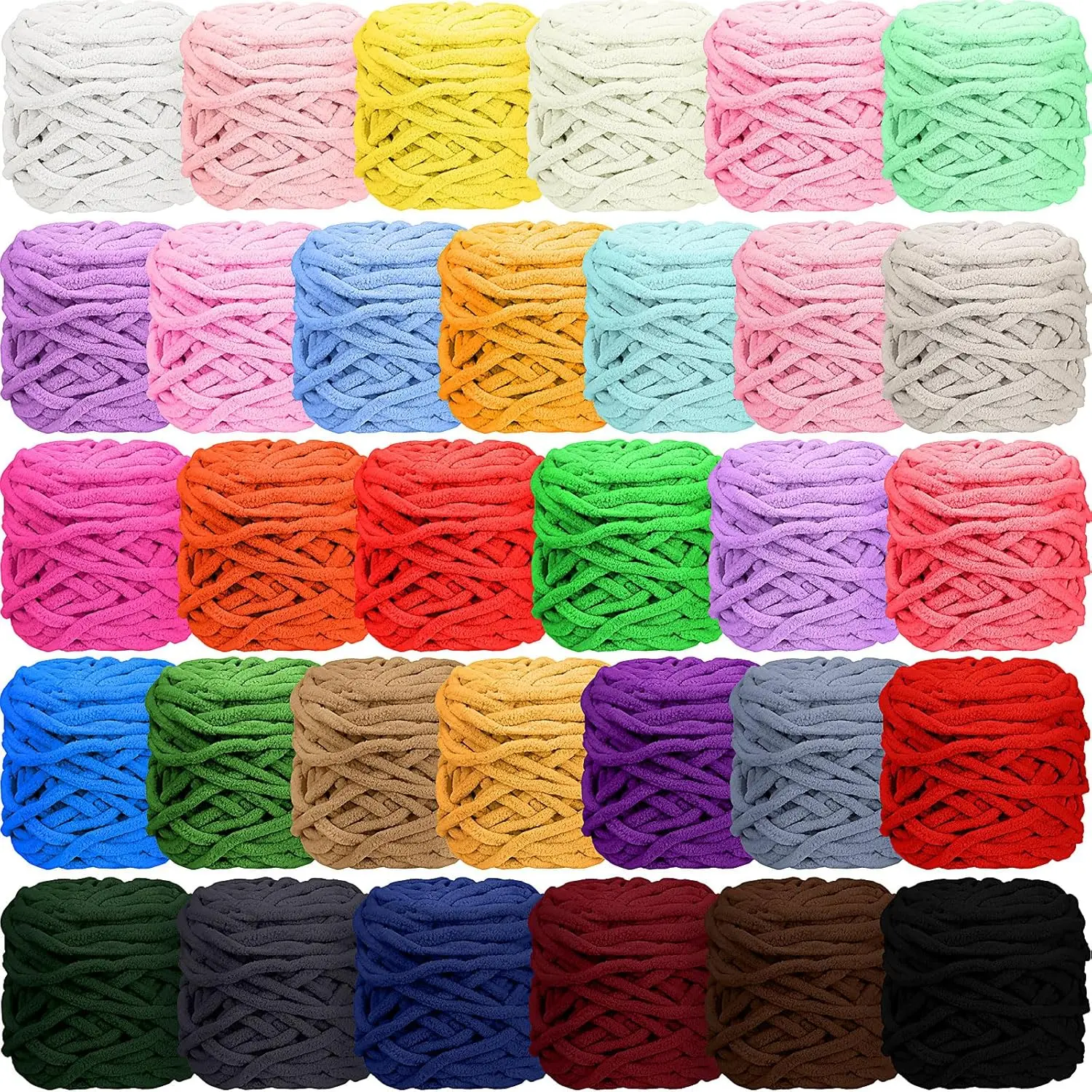 32 Skeins Chunky Chenille Yarn for Crocheting, 1470 Yards Bulky Thick  Yarn Soft  Plush Yarn for Hand Knitting Blanket Crafts Project (Stylish Color)