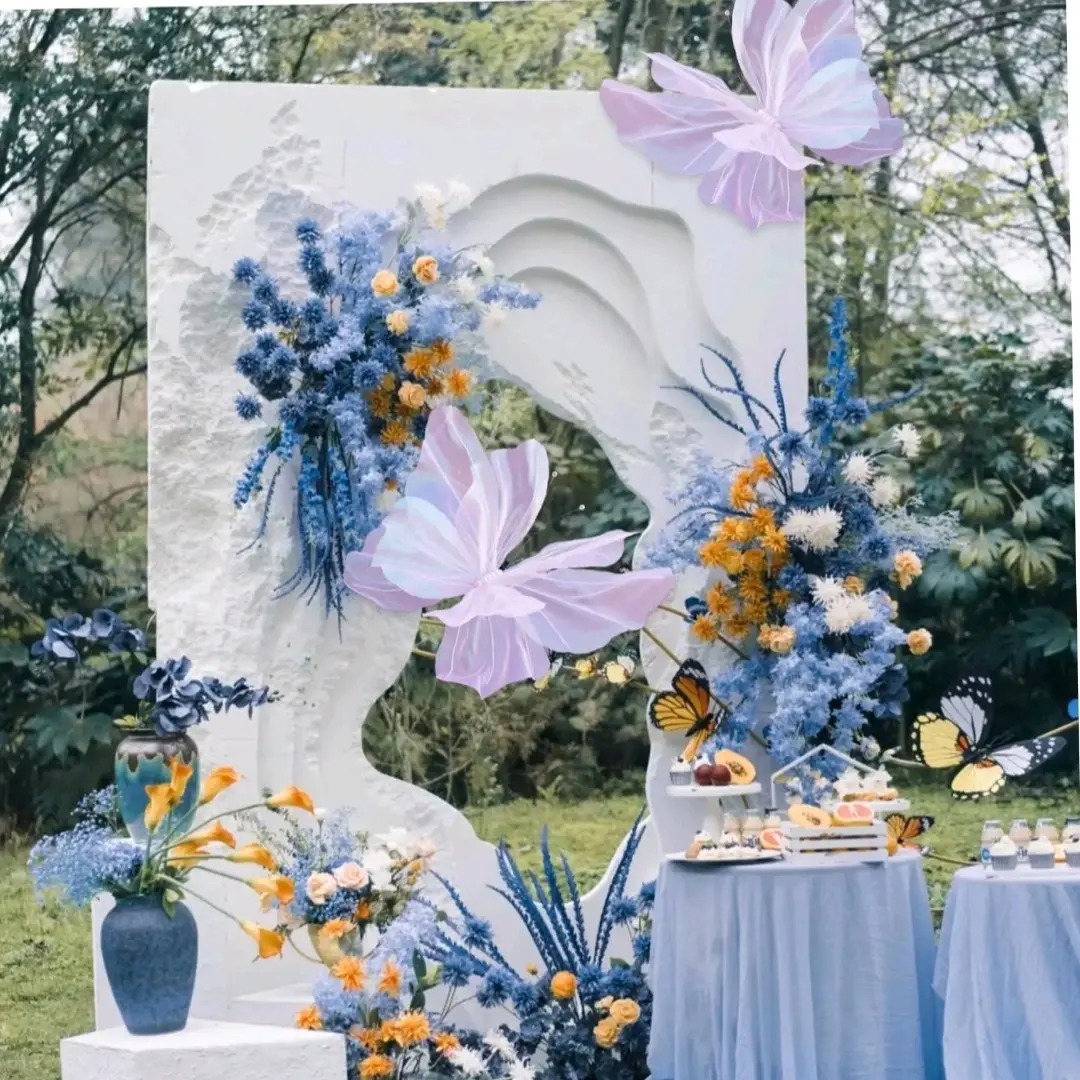 1pcs 50cm/ 19.69in Large Butterfly Artificial Flowers Party Decoration 3D Butterfly Wall Decoration Baby Party Wedding Decoration Birthday Party Home Supplies Decoration Gifts Pink