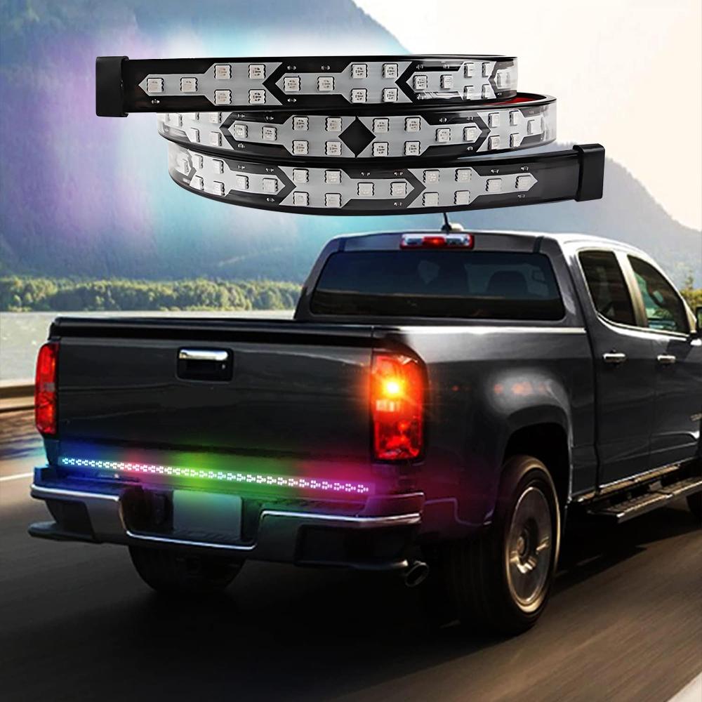 Car Truck Tailgate LED Light Bar, 1 Count 48 Inch Running Sequential Turn Signal Light Strip, Dynamic Fishbone Shaped LED Tailgate Light Bar, Led Lights Car