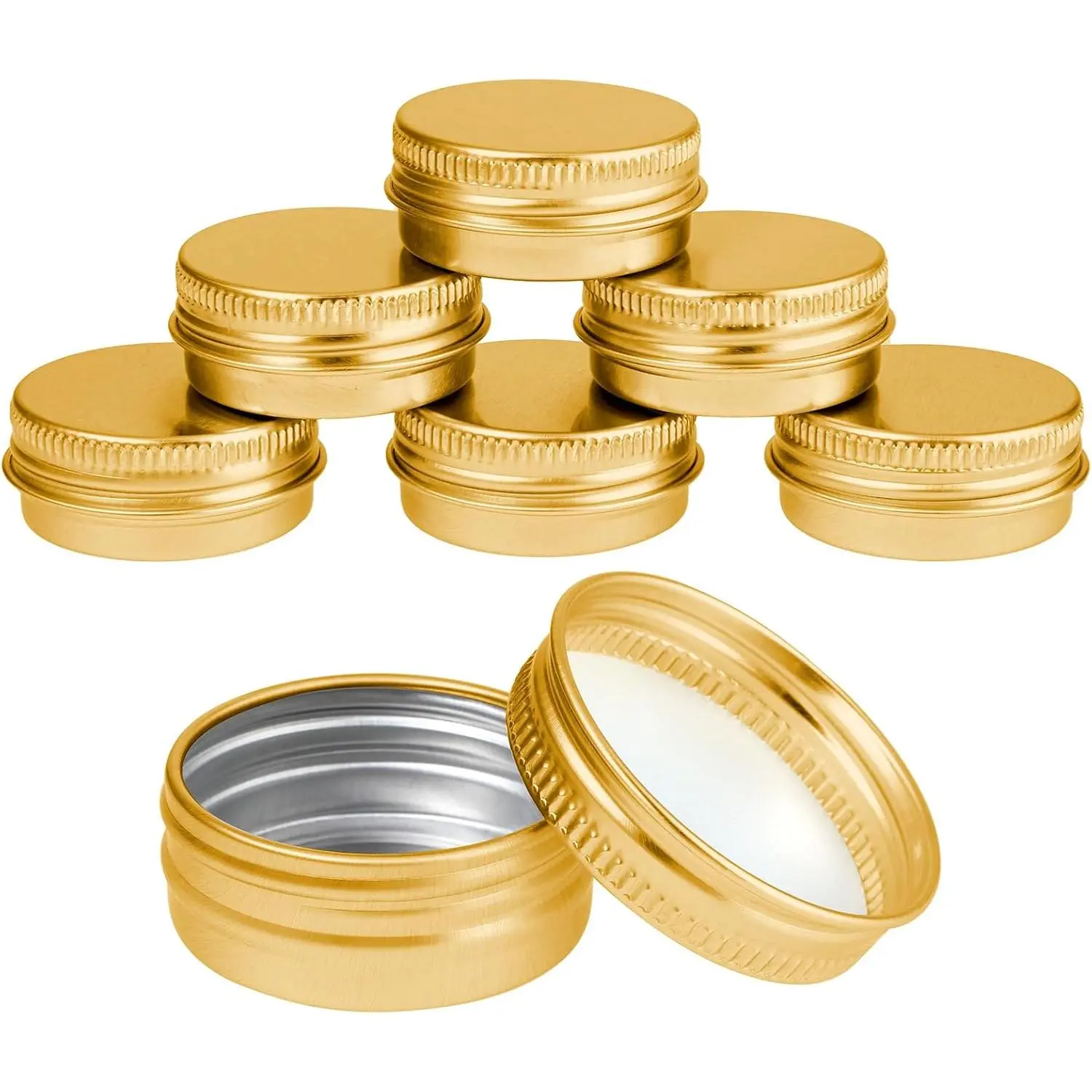 6 Pack 0.5 oz Metal Round  Tin Jar Containers with Screw Lid Leak Mini Proof Refillable Bottle Salve Tins Lip Balm Lotion  Cream Box for  ()