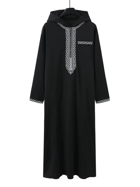Men's Ethnic Pattern Embroidery Zipper Hooded Robe, Traditional Long Sleeve Pocket Jubba Thobe for Daily Wear, Men's Islamic Clothing for All Seasons, Traditional Arabic Robe Men's Ethnic Pattern Embroidery Zipper Hooded Robe, Traditional Long Sleeve Pocket Jubba Thobe for Daily Wear, Men's Islamic Clothing for All Seasons, Traditional Arabic Robe