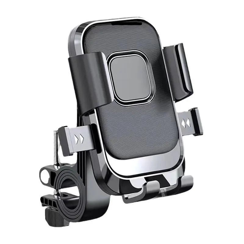 Motorcycle & E-Bike Handlebar Phone Mount, Universal 6-Claw Clamp, One-Key Quick Lock, Shockproof, Fits 15-34mm Handlebars