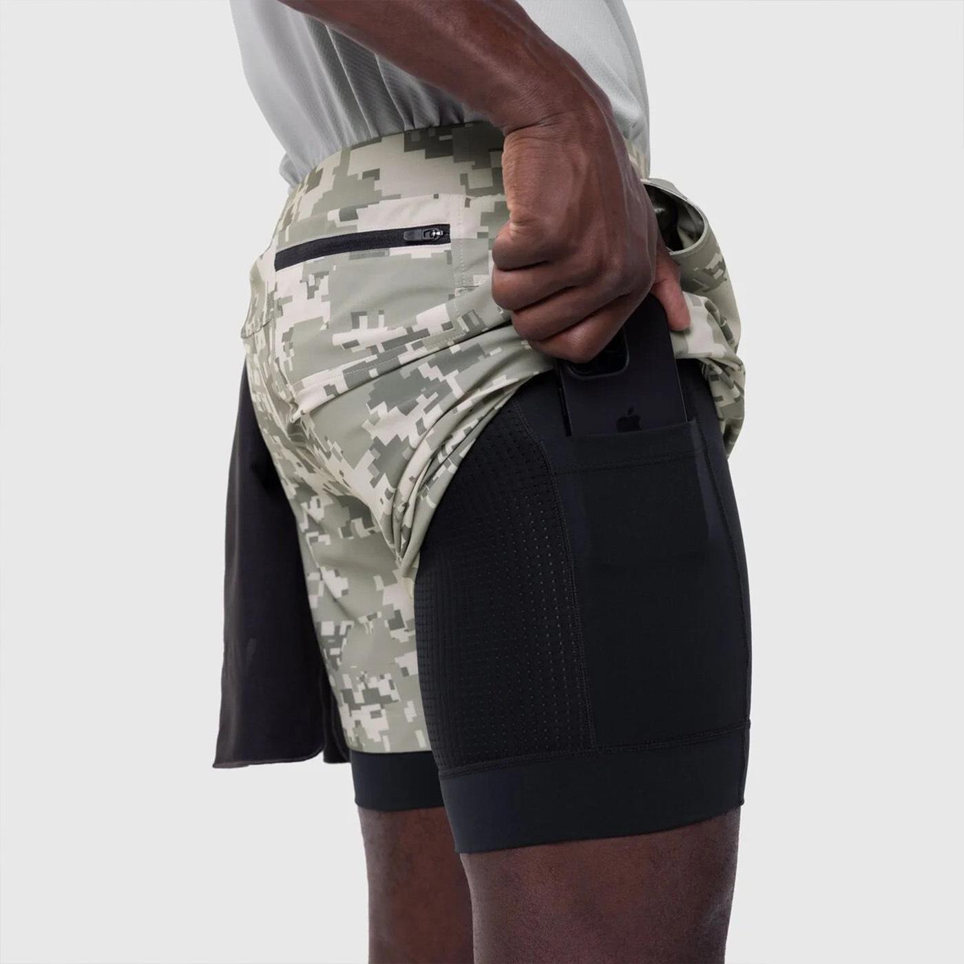 New style muscle men's sports shorts, double-layer woven quick-dry camouflage fitness sports casual American-style men's shorts
