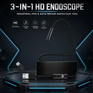 5.5mm 3-in-1 Endoscope, Industrial Pipeline & Car Air Conditioner Detector, 1-10m Underground Pipe Leak Detector