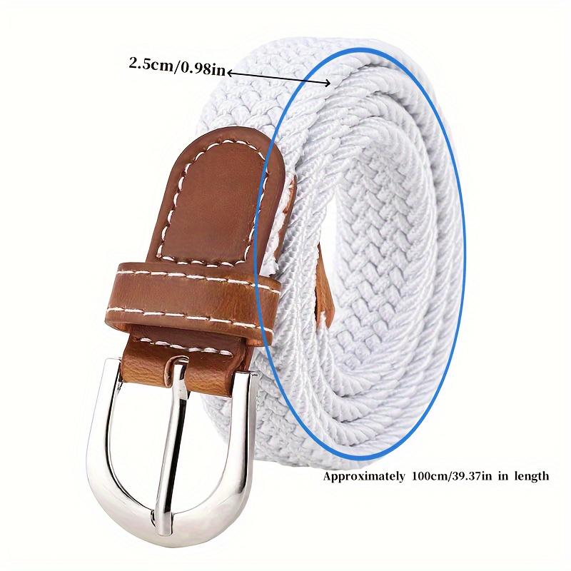 Chic Boho Braided Belt with Square Pin Buckle - Stretchy Linen, Hand-Washable, Perfect for Casual & Outdoor Wear