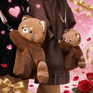 Valentine's Day gift-Forest raccoon party bag cute plush backpack cartoon Japanese doll doll dual-purpose backpack- Cute Couple Stuffed Animal Handbags for Lover Presents